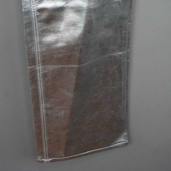 New Good American Good Icon SILVER Metallic Faux Leather Pants size 6/28 - Picture 8 of 16
